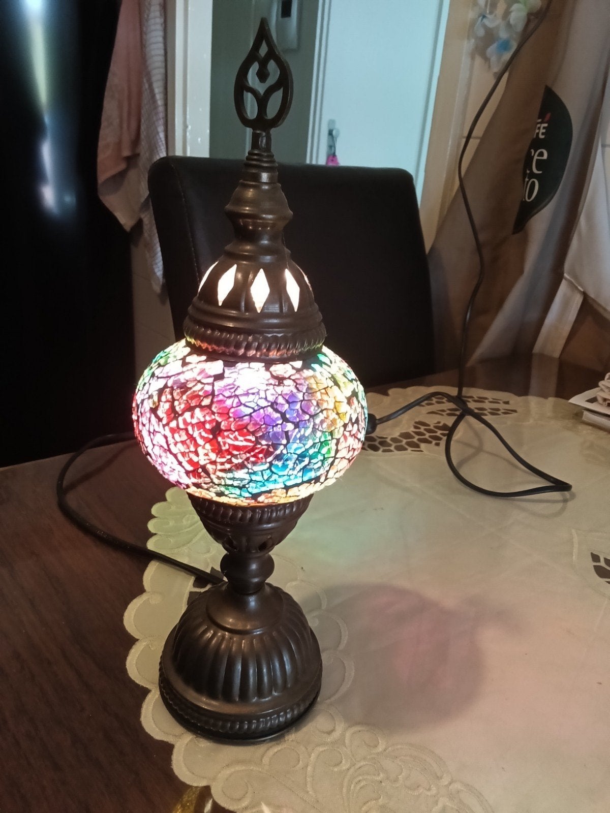 Oosterse Mozaïek Tafellamp - Sfeervolle Verlichting, Ophalen, Gebruikt, Vintage, Meerkleurig