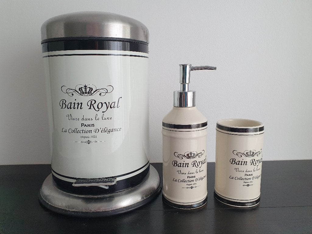 Badkamer accessoires pedaalemmer starter student crème zwart, Verzenden, Nieuw, Zeepdispenser/zeepbakje, Overige merken