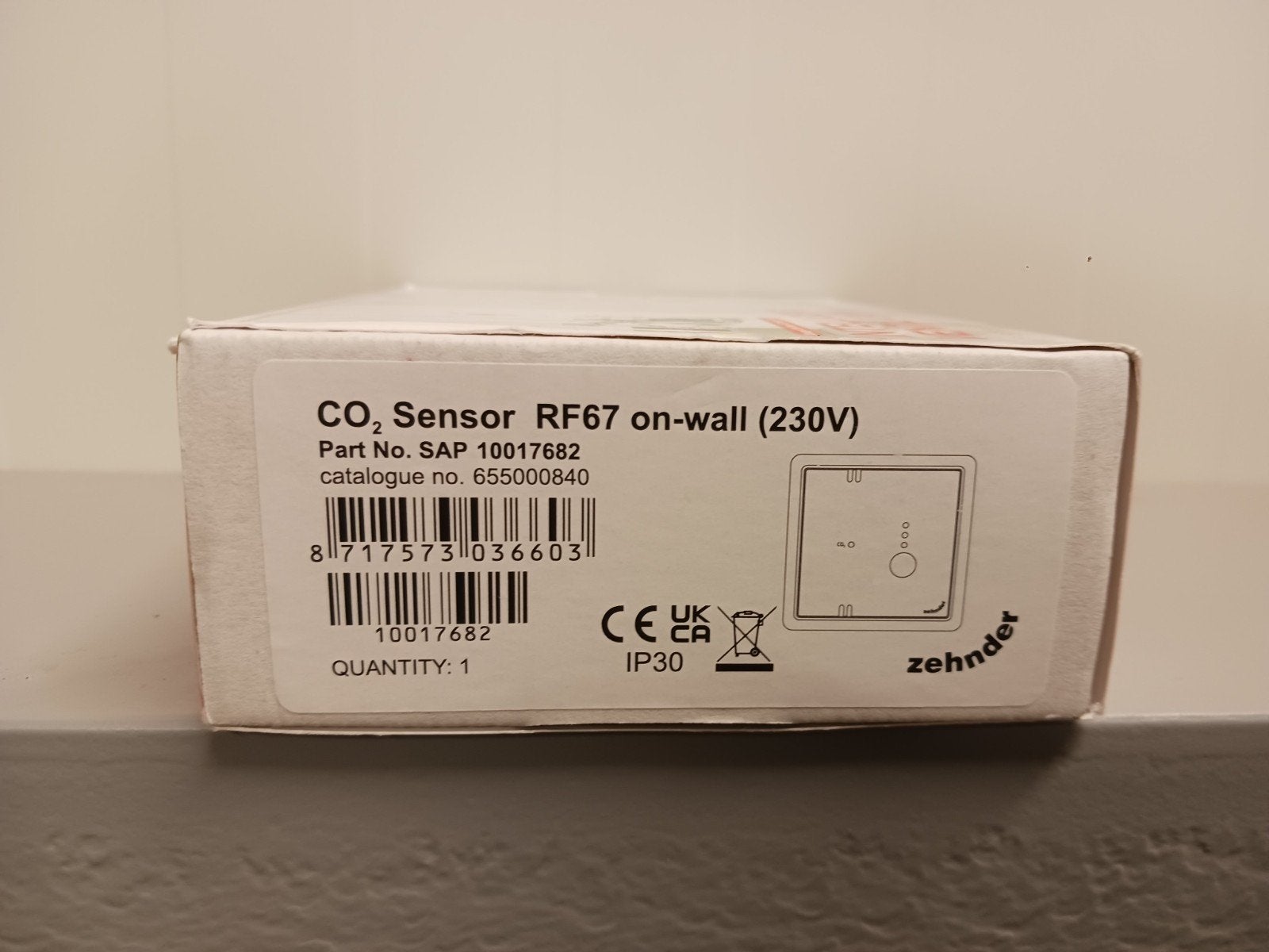 Zehnder ventilatie, co2 bediening, 230V,  RF67on wall, Nieuw, Ophalen of Verzenden, Nieuw