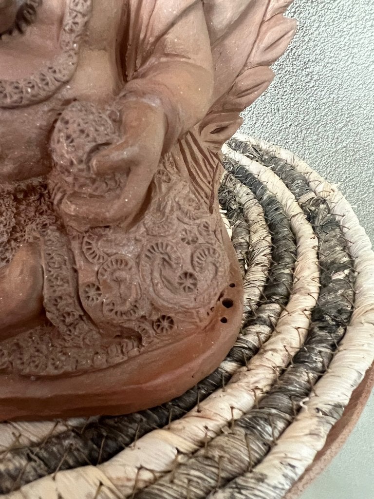 Ganesh handgemaakt klei uit India vintage, Huis en Inrichting, Woonaccessoires | Boeddhabeelden, Verburgt Vintage, Ophalen of Verzenden