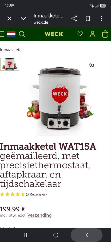 Weckketel, Huis en Inrichting, Keuken | Potten en Pannen, Ophalen, Overige typen, Zo goed als nieuw, Met deksel