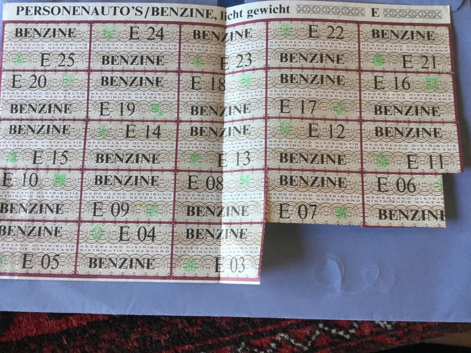Originele na-oorlogse benzine bonnen - Historisch document, Verzamelen, Ophalen, Gebruikt