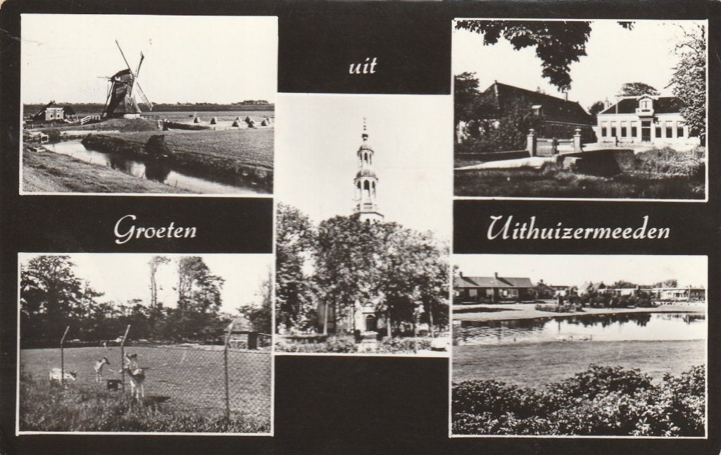 UITHUIZERMEEDEN Molen Hertenkamp Kerk Groeten, Verzamelen, Verzenden, 1960 tot 1980, Gelopen, Groningen
