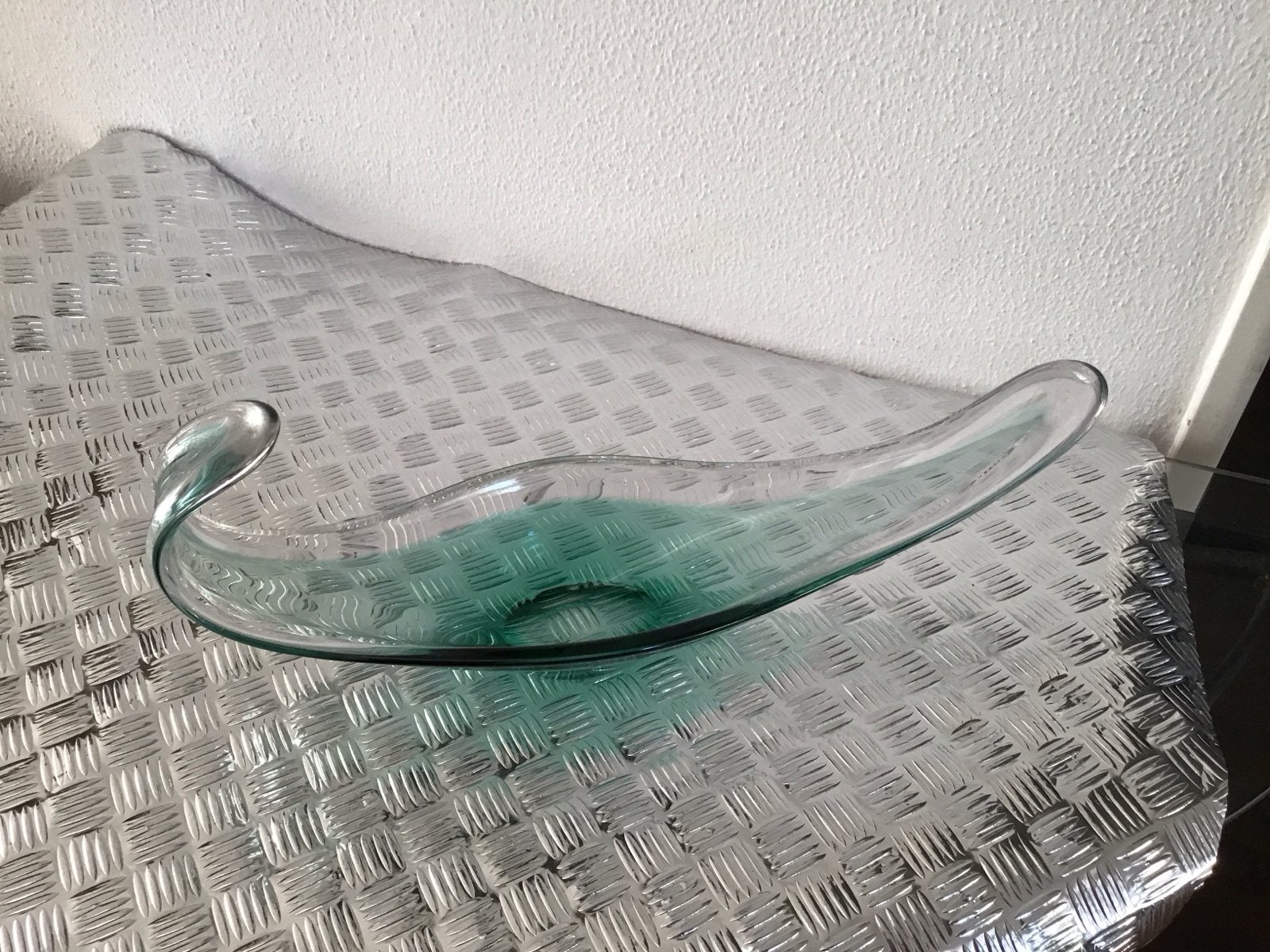 Murano glazen schaal, 35 cm, groen, Antiek en Kunst, Ophalen of Verzenden