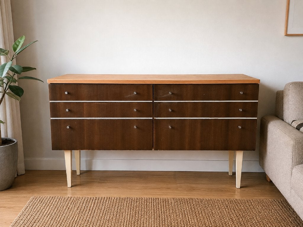 Vintage jaren 60 dressoir of  kaptafel MidCentury spiegel, 150 tot 200 cm, Ophalen of Verzenden, Zo goed als nieuw, Overige materialen