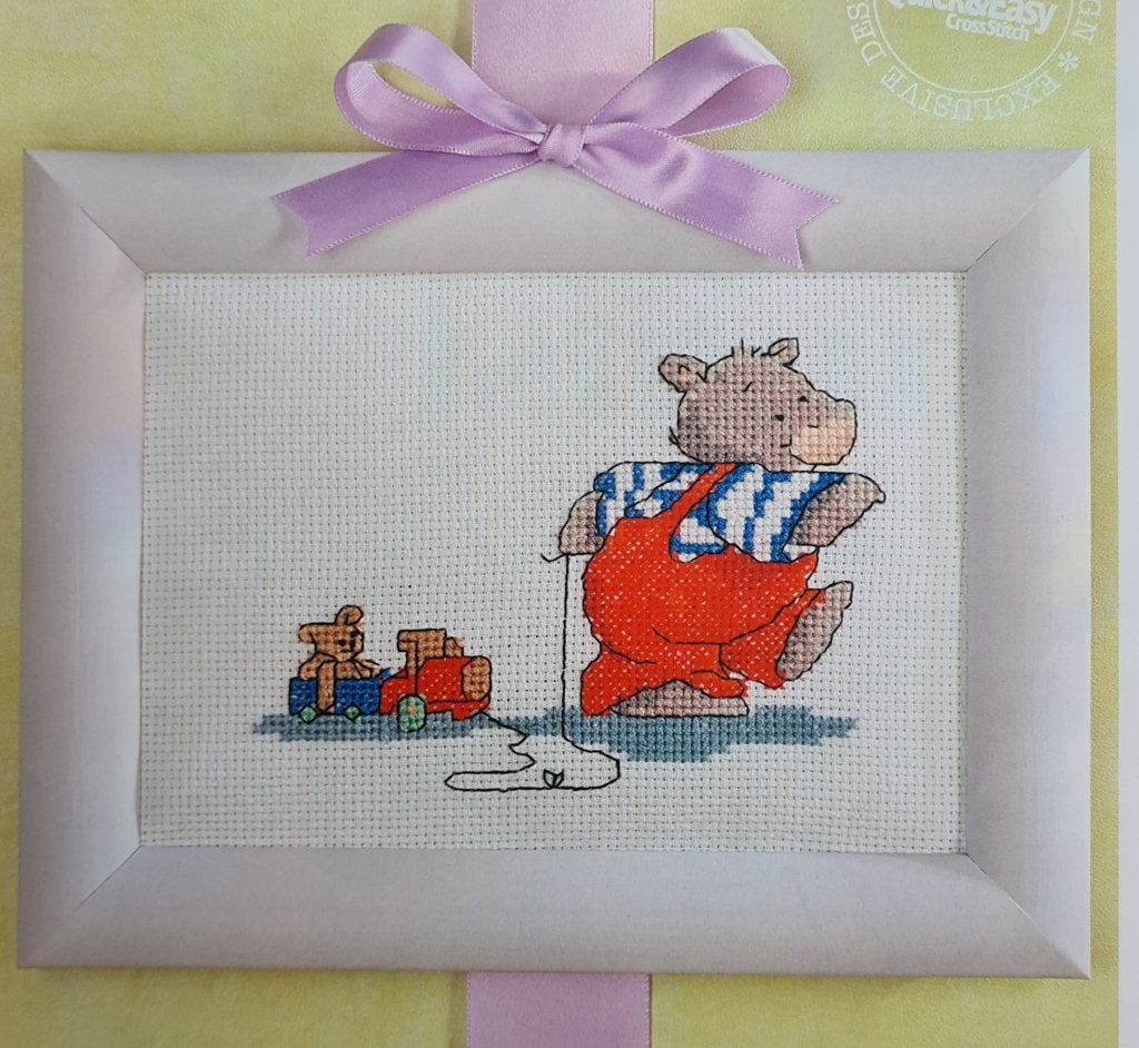 Harry het nijlpaard met speelgoed treintje 2 borduurpatronen, Ophalen, Nieuw, Handborduren, Patroon