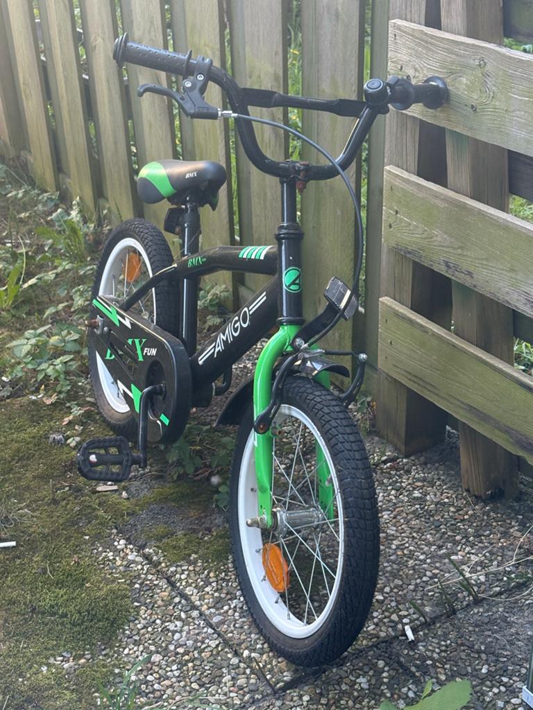 Jongensfiets Amigo BMX - Zwart/Groen, Overige merken, Gebruikt, Velgrem, Minder dan 49 cm