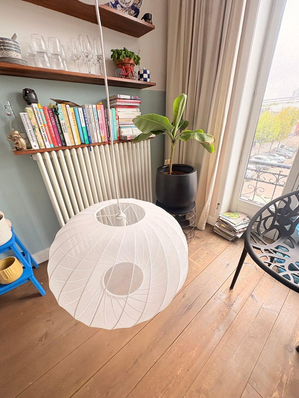 Witte hanglamp, Huis en Inrichting, Ophalen, Zo goed als nieuw, Rond