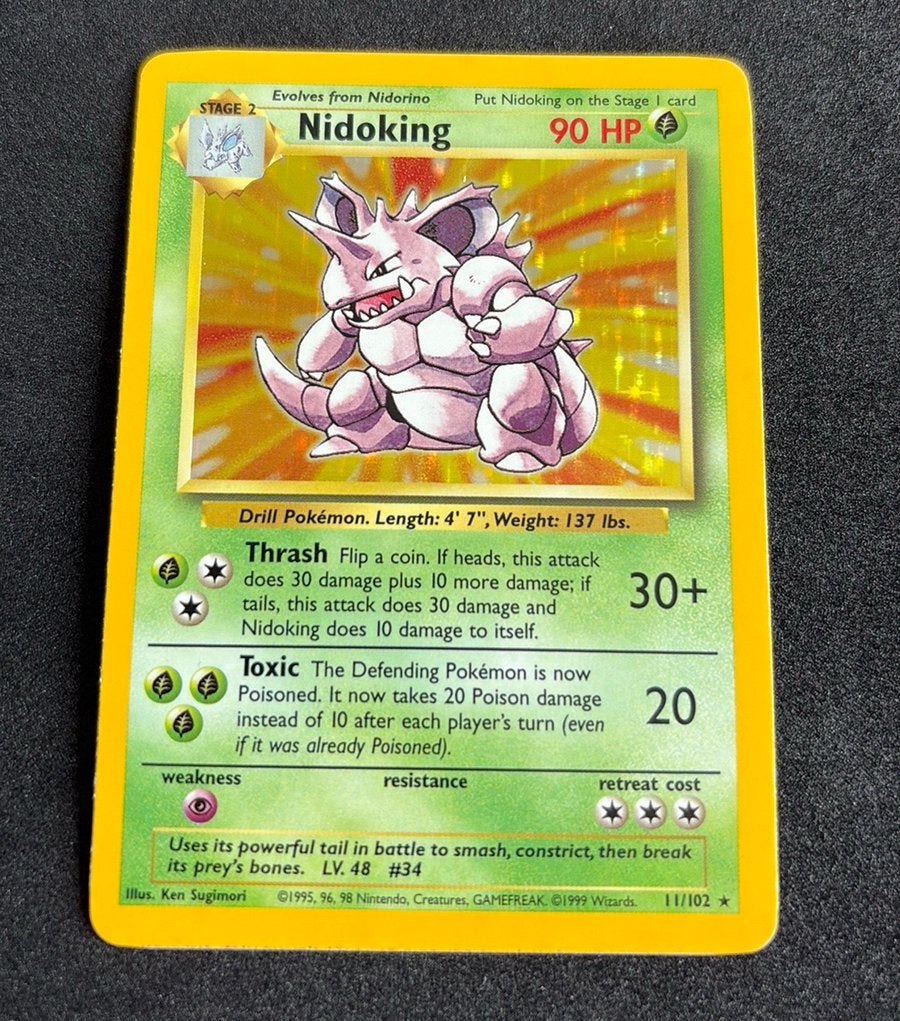 Nidoking Base Set Unlimited Holo Pokemon, Hobby en Vrije tijd, Verzamelkaartspellen | Pokémon, Ophalen of Verzenden, Zo goed als nieuw