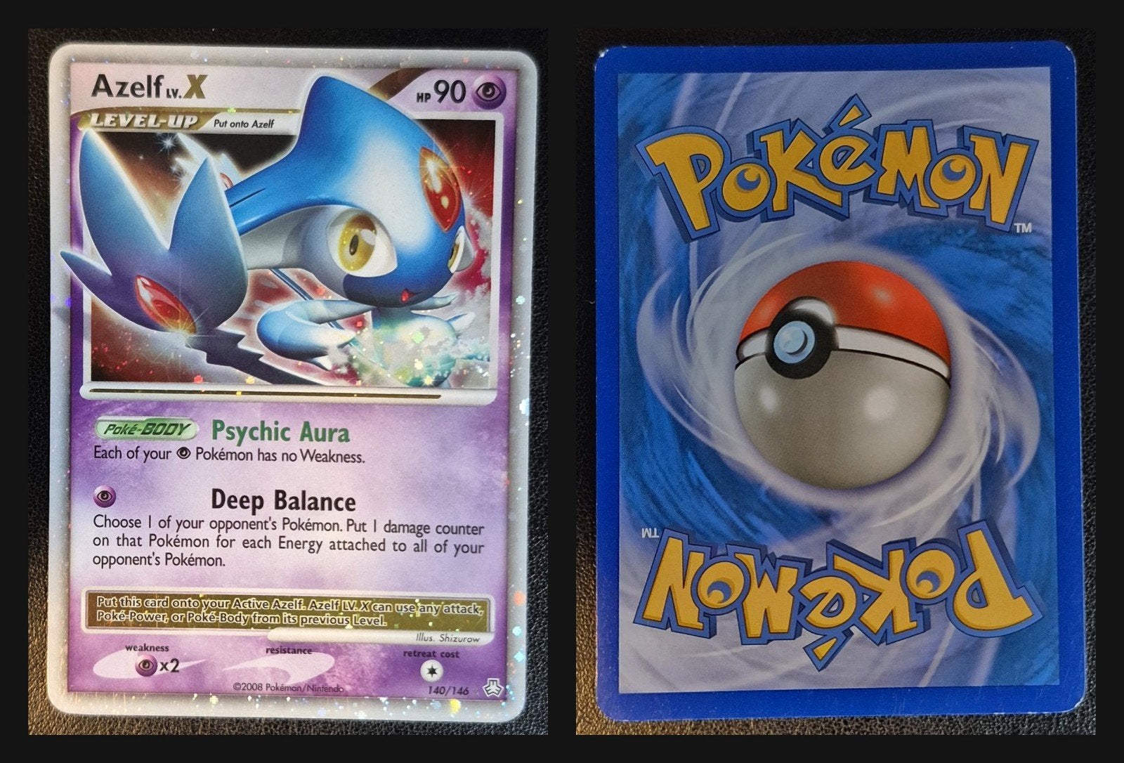 Azelf LV.X 140/146 - Pokémon Kaart, Ophalen of Verzenden, Zo goed als nieuw, Losse kaart, Foil
