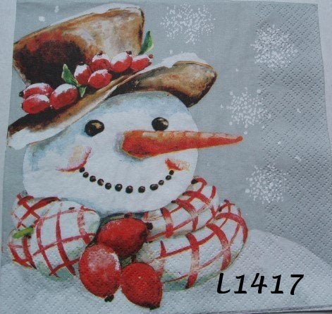 Servetten decoupage/bullet journal * Sneeuwpop L1417, Verzenden, Nieuw