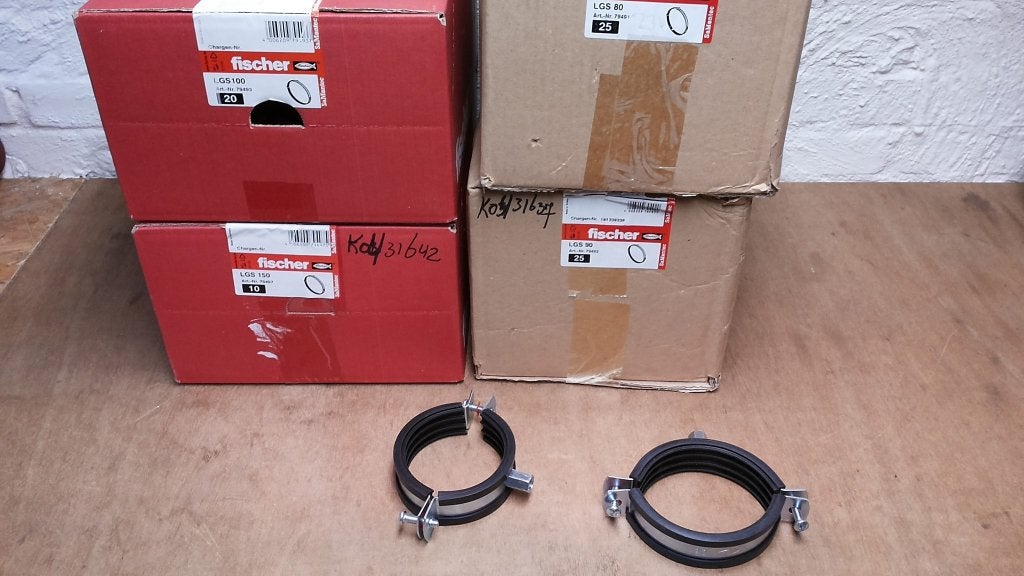 Fischer LGS ventilatiebeugels rubber 80 90 100 150mm, Afvoer, Pvc, Nieuw, Ophalen of Verzenden