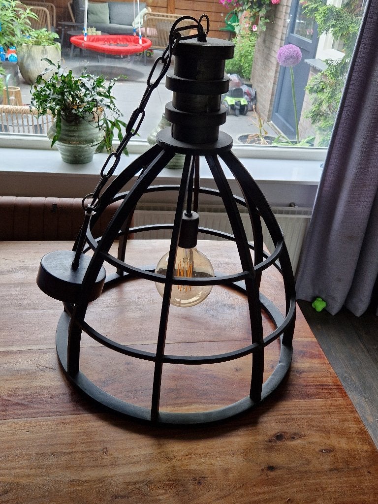 Industriële hanglamp, Huis en Inrichting, Lampen | Hanglampen, Ophalen, Zo goed als nieuw, Metaal, 50 tot 75 cm