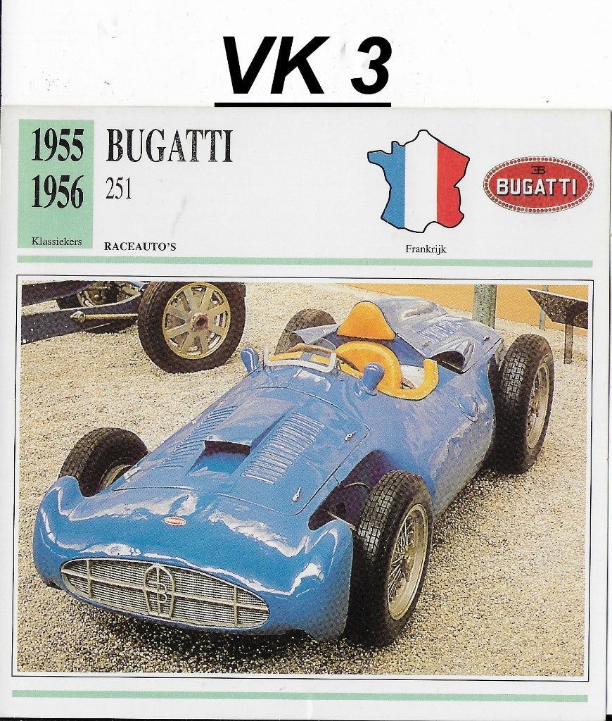 Vk3 autokaart bugatti 251 ( 1955 - 1956 ), Verzenden, Auto's