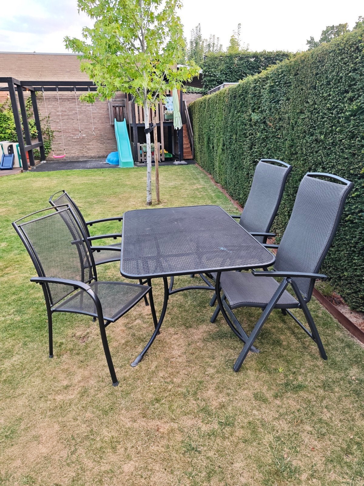 Tuinset Noach Outdoor - Tafel 90x145 met 4 stoelen, Tuin en Terras, Tuinsets en Loungesets, Ophalen, Gebruikt