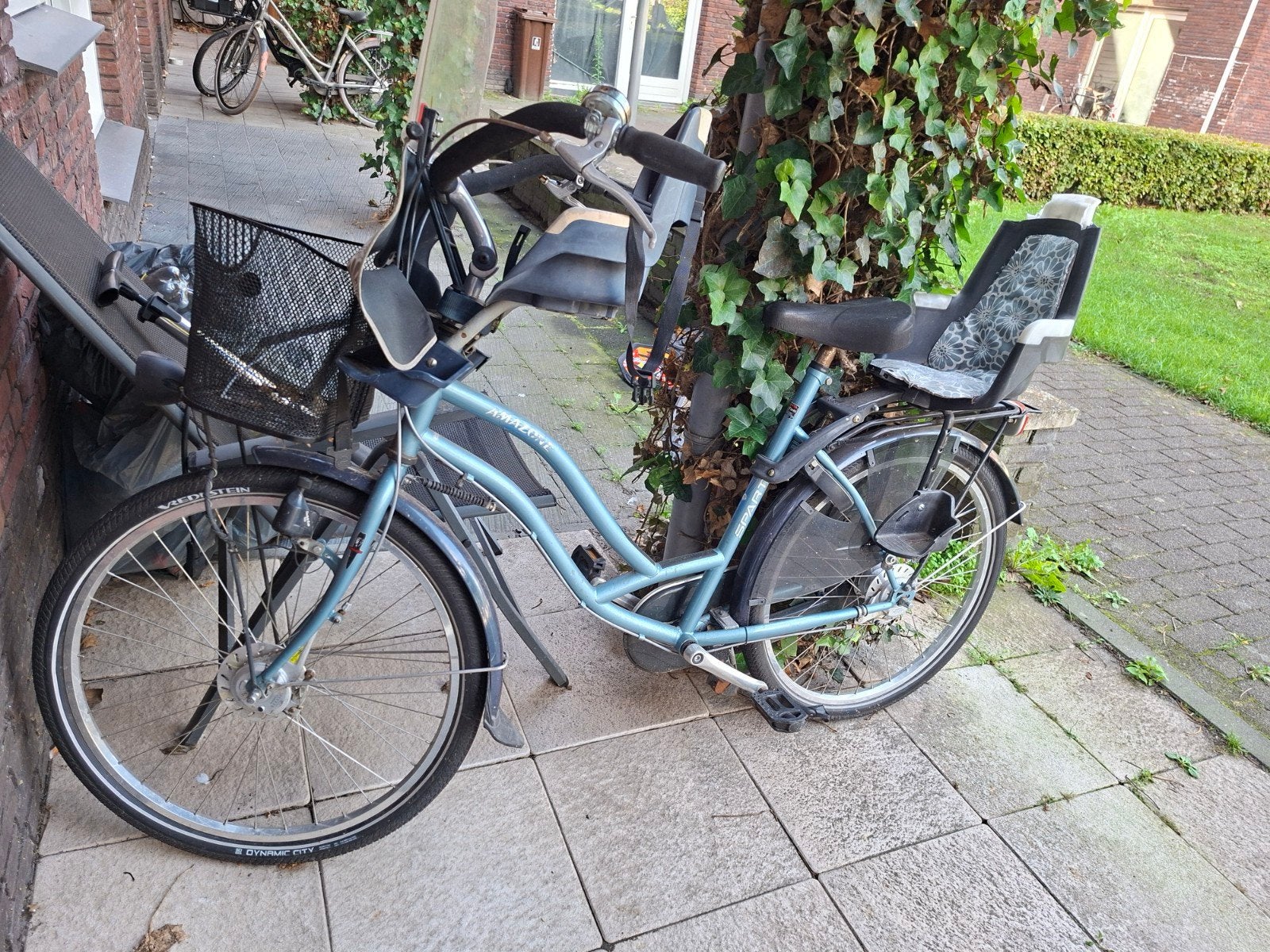 Moederfiets met lage instap en kinderzitjes, Fietsen en Brommers, Overige merken, 2 zitjes, Gebruikt, Velgrem