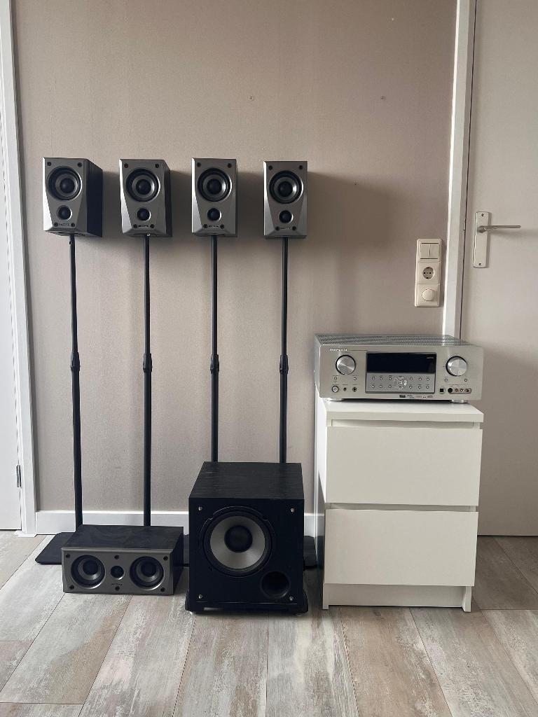 5.1 Surround Set – Mission + Marantz + Sub + Bluetooth, Gebruikt, 70 watt of meer, 5.1-systeem, Overige spelers