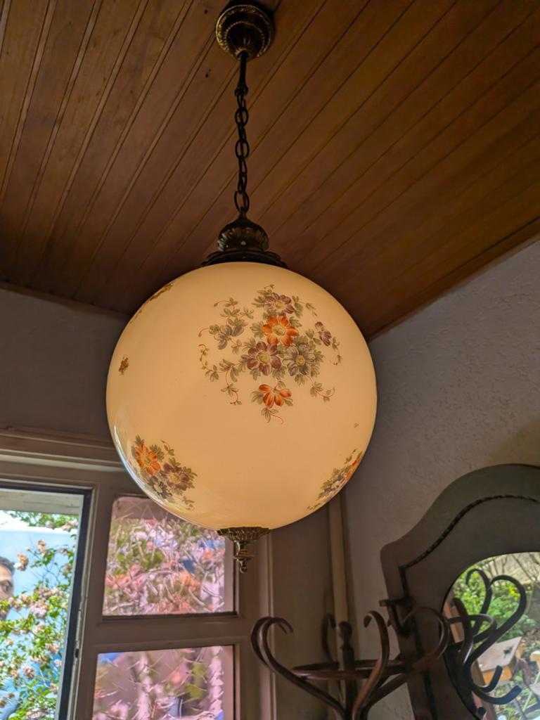 Vintage glazen bol/hanglamp uit de jaren '60 ,, Ophalen