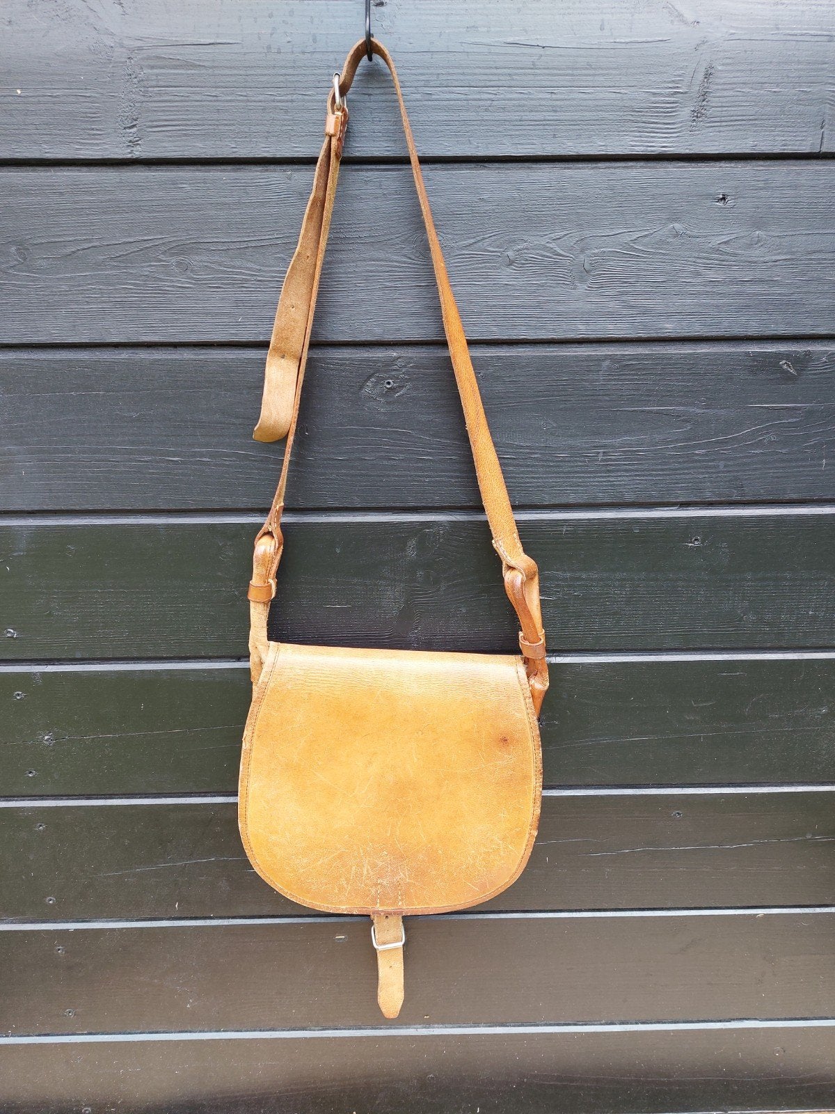 Vintage Leren zadel tas, Ophalen of Verzenden, Gebruikt, Bruin, Schoudertasje