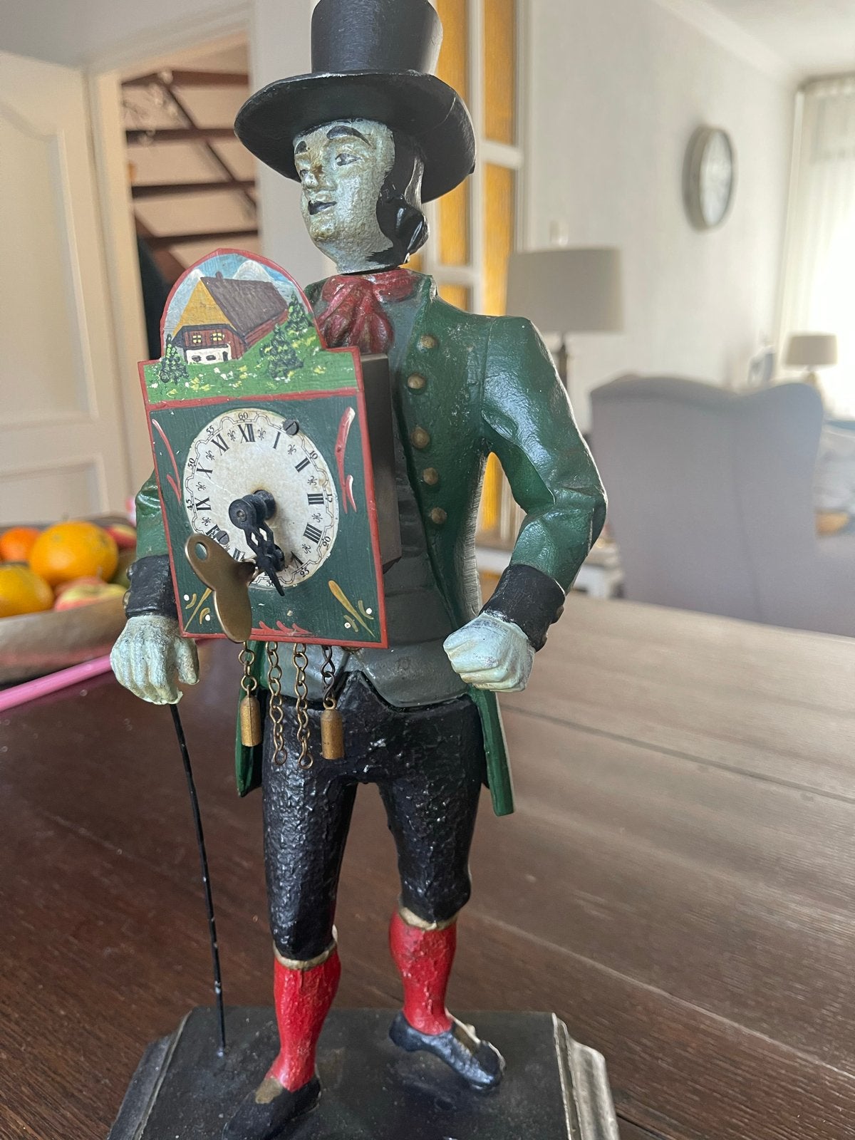 Antieke Klokkenman - Decoratieve Figuur met Klok, Antiek en Kunst, Ophalen of Verzenden