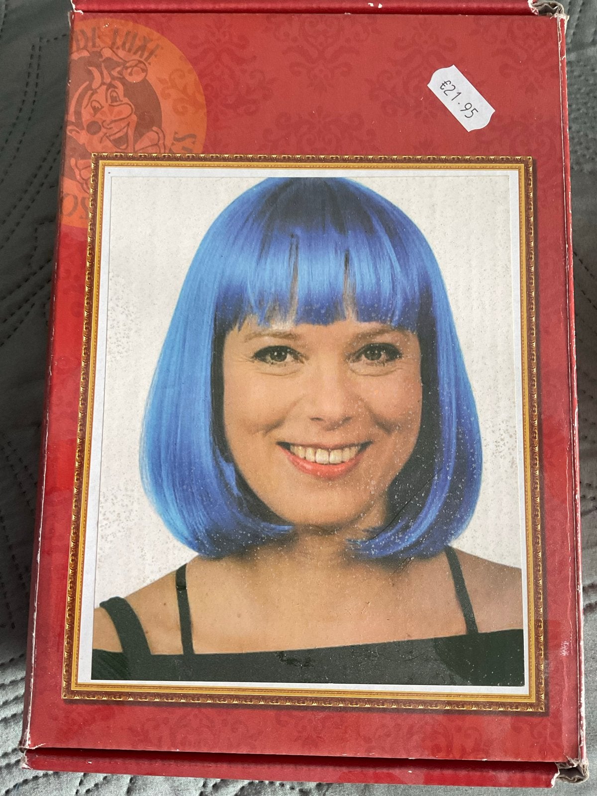 Blauwe pruik met accessoires - Feest of Carnaval, Ophalen of Verzenden, Zo goed als nieuw, Hoed of Pruik, Carnaval