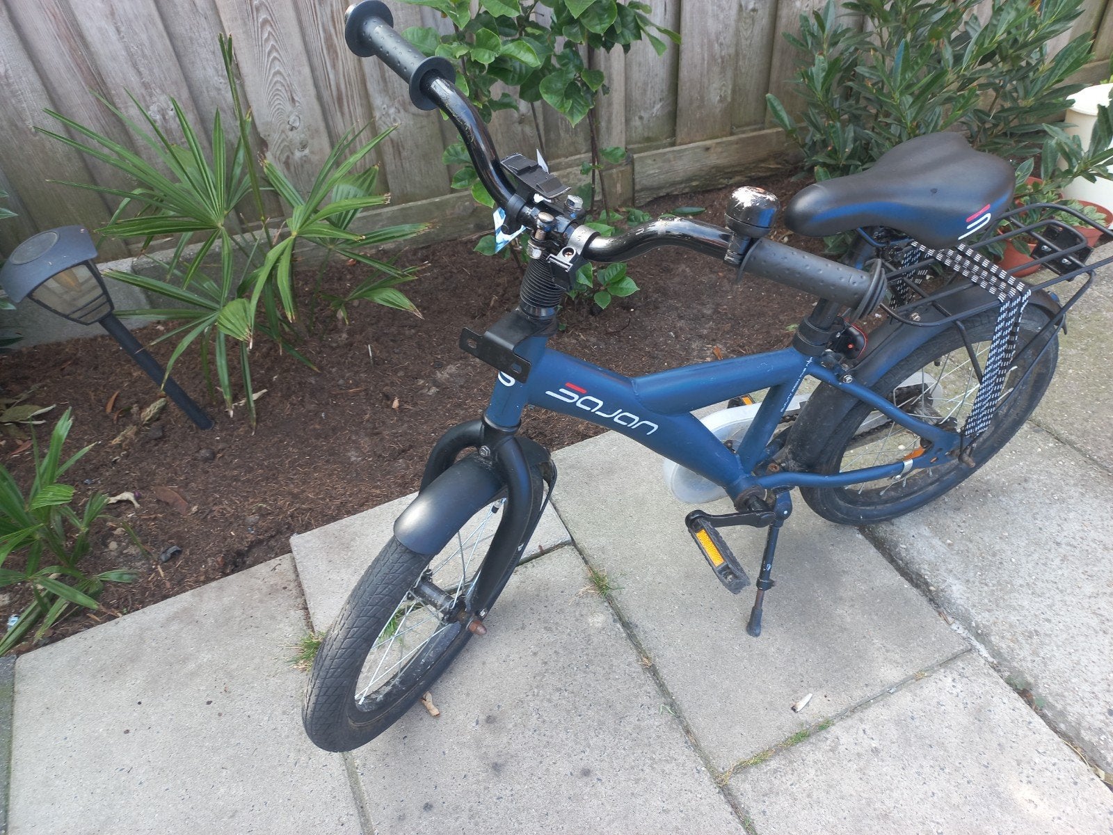Blauwe kinderfiets - Sojan - 16 inch, Velgrem, Ophalen of Verzenden, Sojan, 16 tot 20 inch
