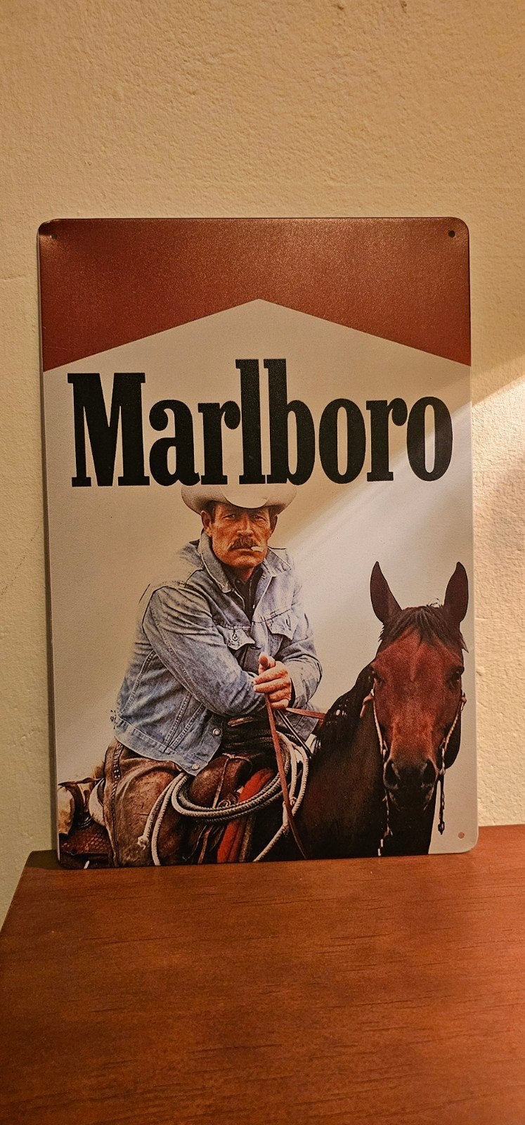 2 Marlboro Reclameborden - Cowboy en Paard, Ophalen of Verzenden, Zo goed als nieuw, Reclamebord