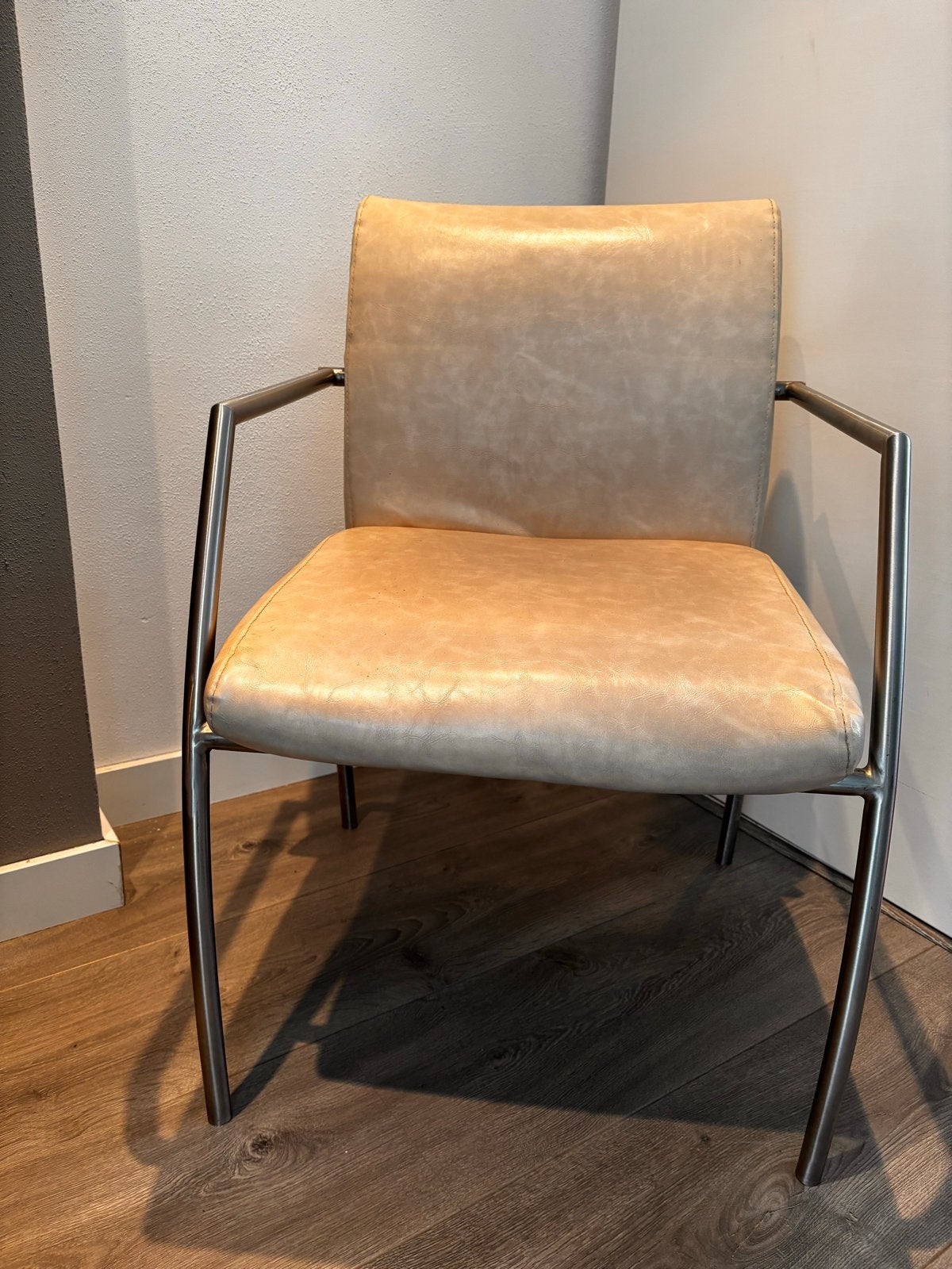 6 Stijlvolle eetkamerstoel met metalen frame, Huis en Inrichting, Stoelen, Ophalen, Gebruikt, Overige kleuren, Metaal