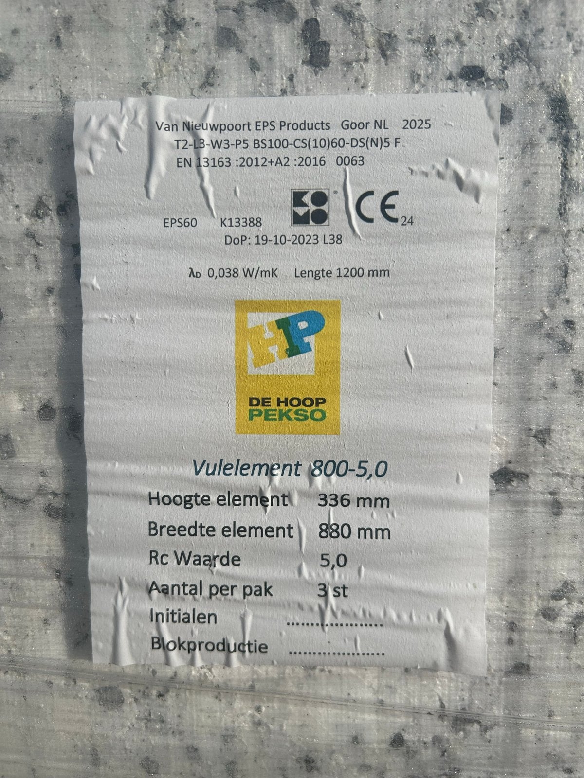 18 stuks EPS Vloerisolatie EPS60 Vulelement 800-5,0, Ophalen, 12 cm of meer, Nieuw, Minder dan 5 m²