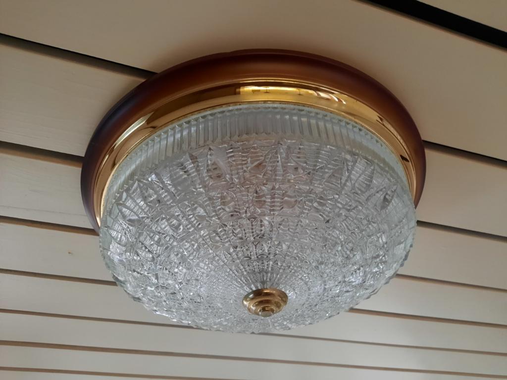 Vintage Kristallen Plafondlamp - 35 cm, Verzenden, Gebruikt, Glas, Vintage, Klassiek