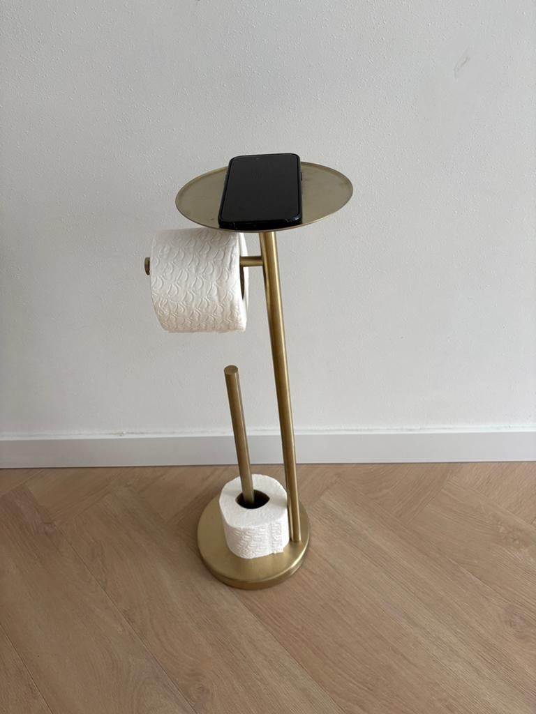 Messing WC rol houder met plateau, Ophalen of Verzenden, Zo goed als nieuw
