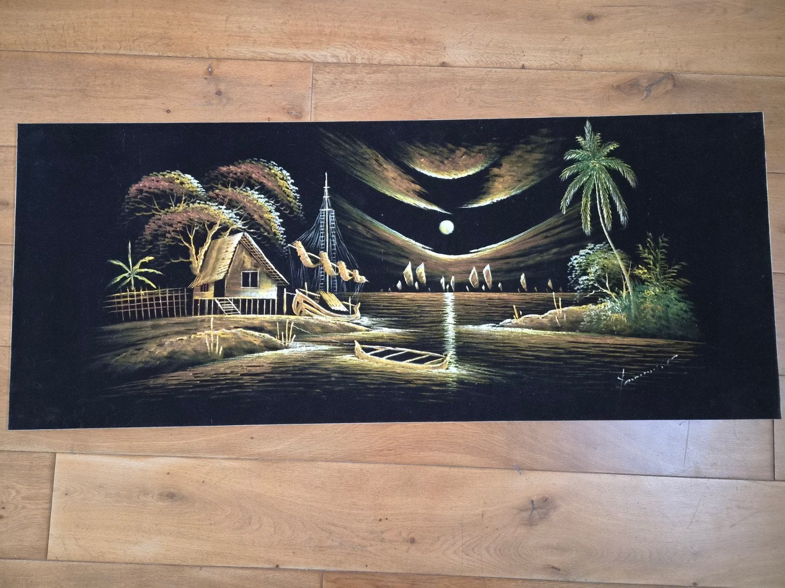 Groot schilderij met landschap in Aziatische stijl, Antiek en Kunst, Ophalen