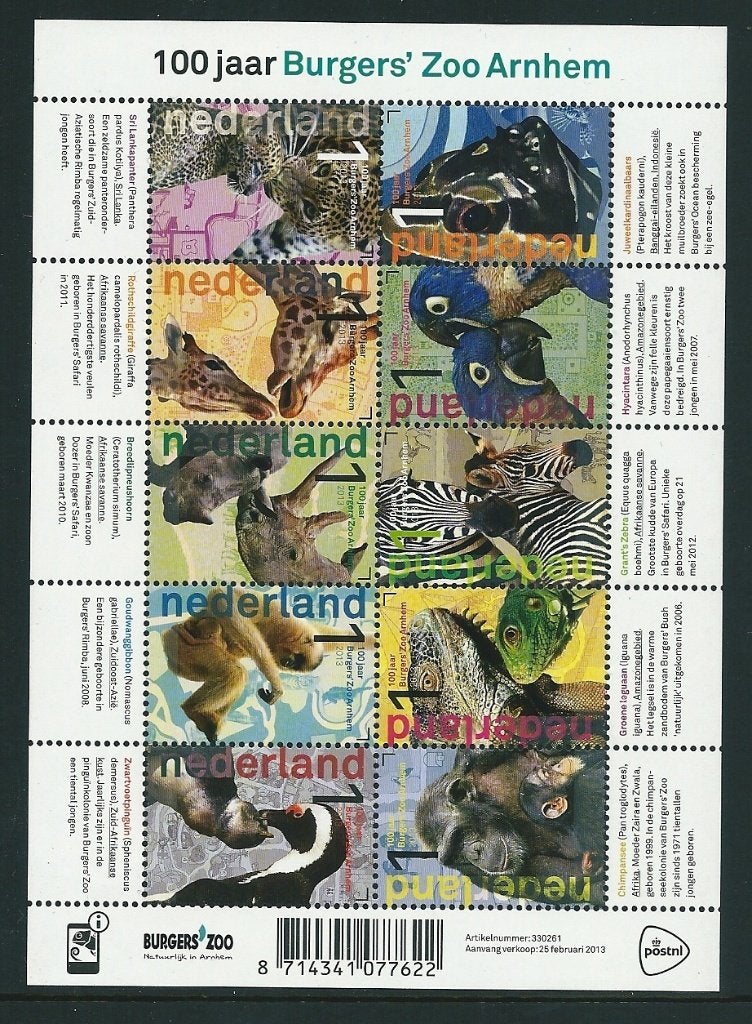 Vel Burger Zoo 100 jaar, No V3028, postfris, Postzegels en Munten, Postzegels | Nederland, Ophalen of Verzenden, Postfris