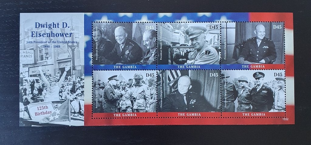 Gambia 2015 Eisenhower WWII Oorlog Michel 7248-7253 postfris, Verzenden, Overige landen, Postfris