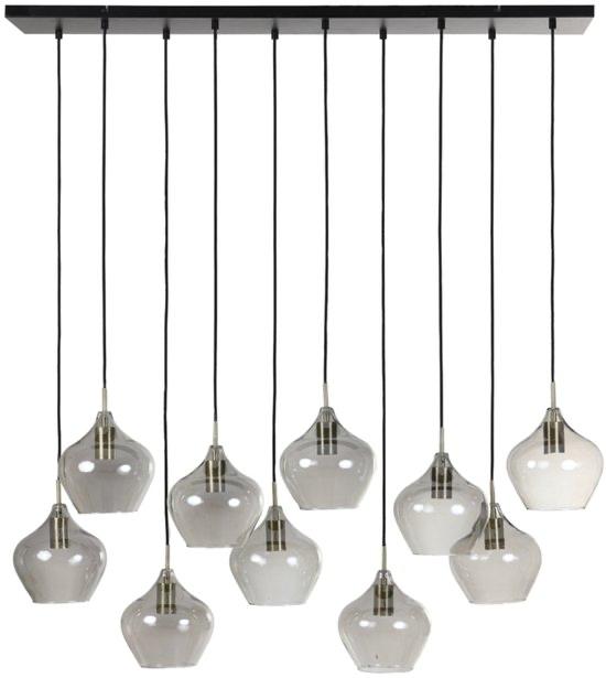 Light&living Hanglamp RAKEL 10L antiek brons+smoke, Ophalen, Nieuw, Glas, 50 tot 75 cm