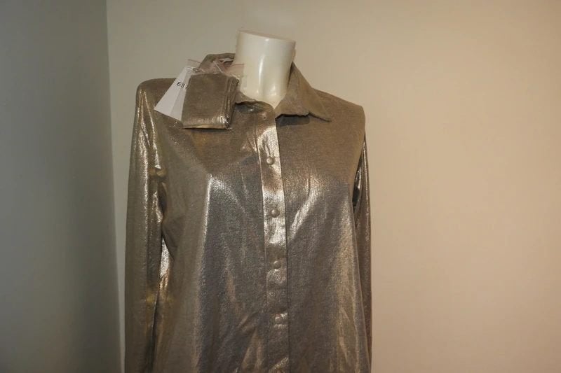 Est'seven goud kleurige blouse jasje met riem nieuw M, Kleding | Dames, Blouses en Tunieken, Maat 38/40 (M), Overige kleuren, Verzenden