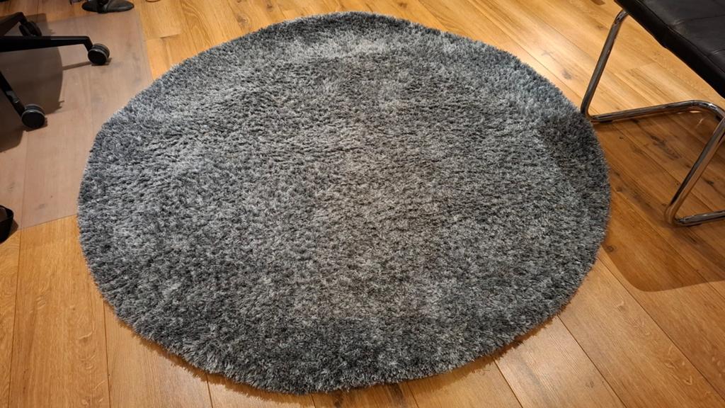 Rond grijs vloerkleed - Floorpassion Ross, Huis en Inrichting, Ophalen, Rond, Zo goed als nieuw, 100 tot 150 cm