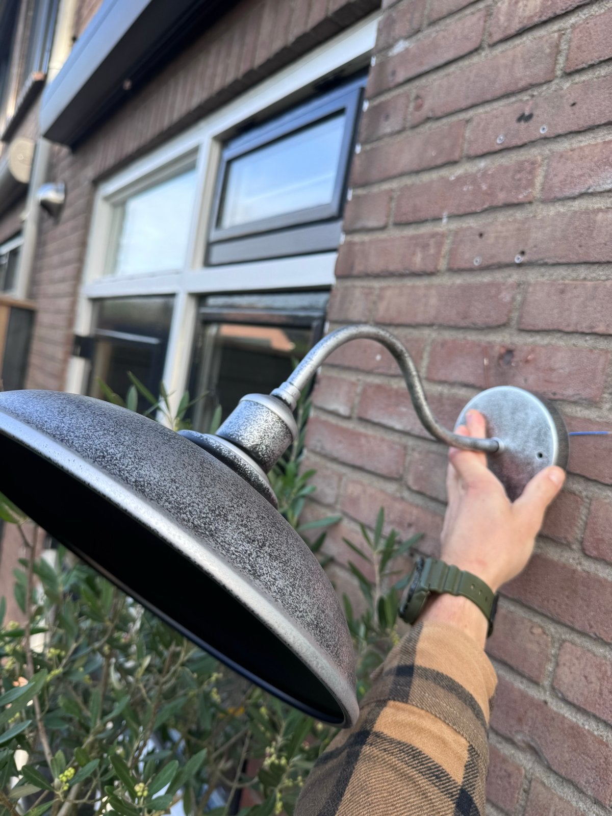 Boerderij lamp rond 29cm - Industriële wandlamp, Ophalen, Gebruikt, E27 (groot), Overige merken