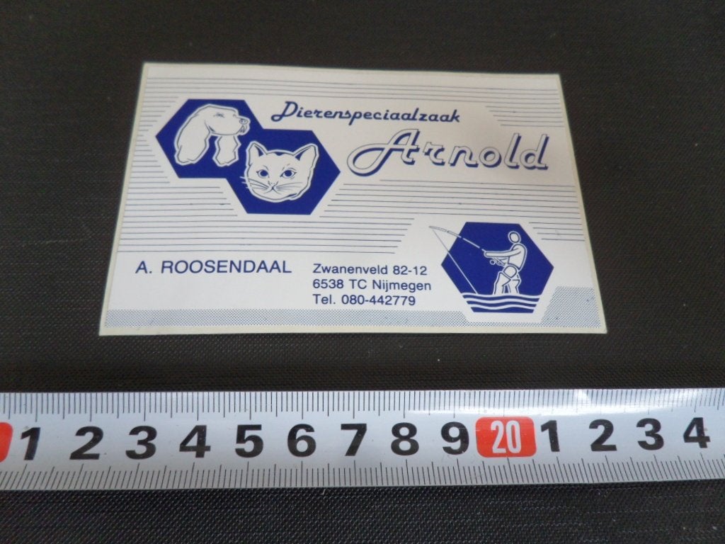 sticker nijmegen hengelsport dierenspeciaalzaak ARNOLD, Ophalen, Zo goed als nieuw