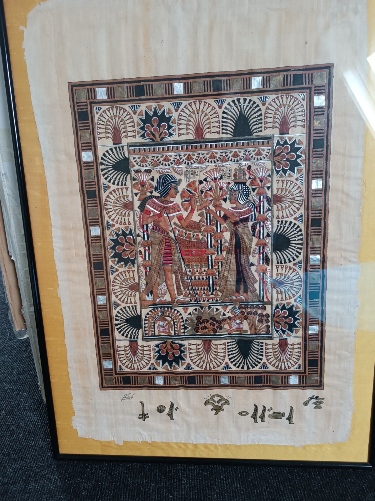Egyptisch tafereel op doek met lijst, Ophalen