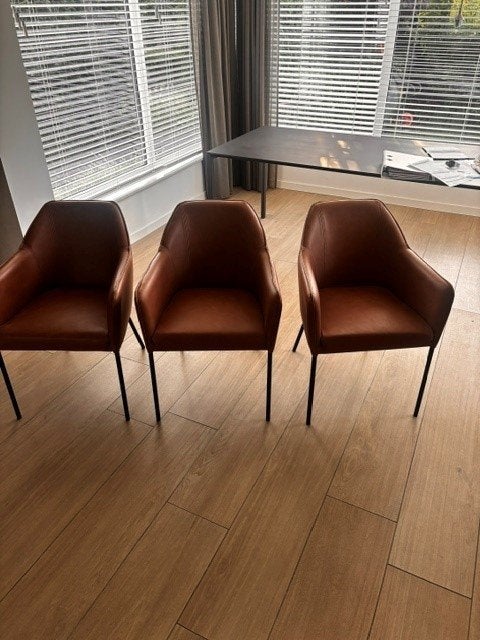 leren stoelen eetkamer, Ophalen, Leer, Zo goed als nieuw, Modern