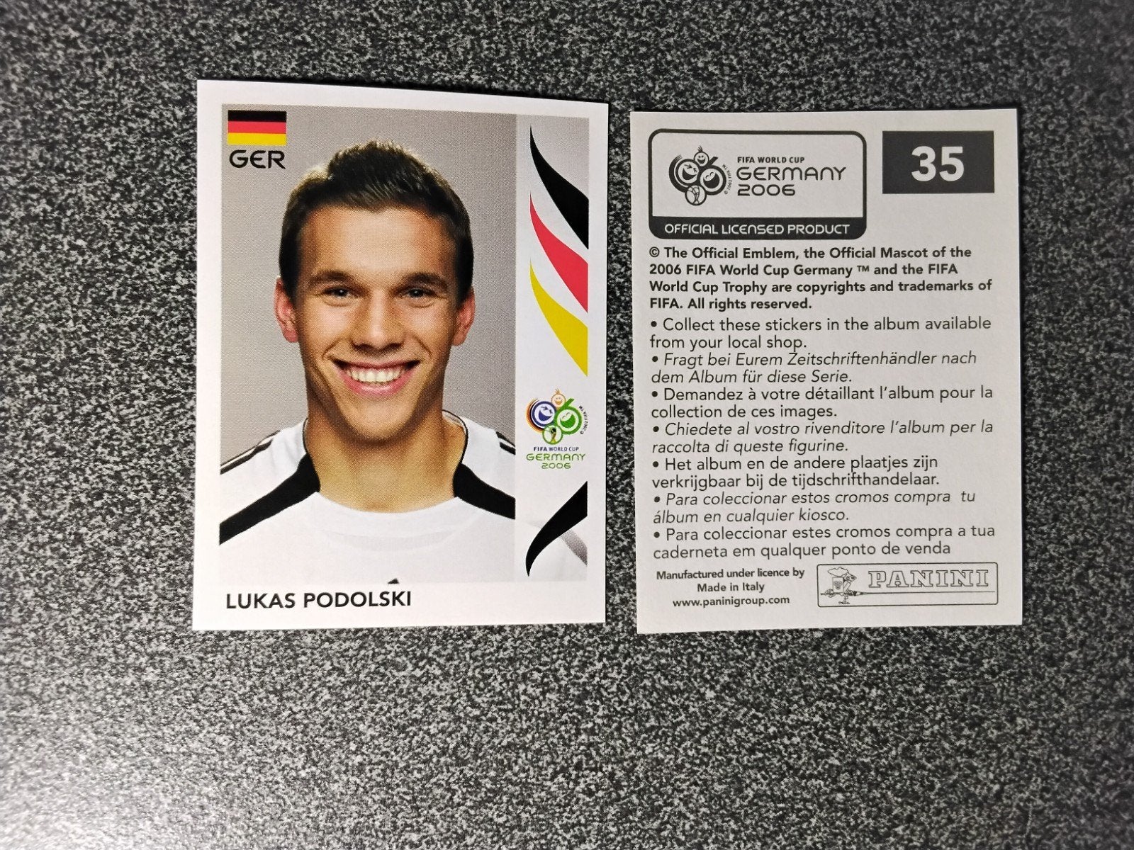 Panini Sticker Lukas Podolski - Duitsland WK 2006, Ophalen of Verzenden, Zo goed als nieuw, Poster, Plaatje of Sticker