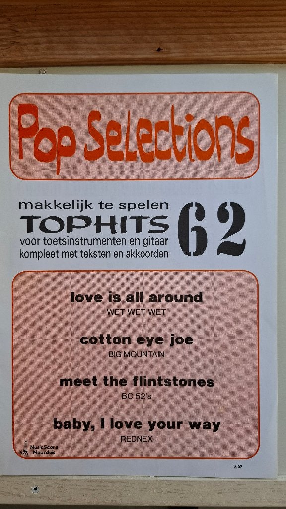 Pop Selections 62: Tophits voor toetsinstrumenten en gitaar