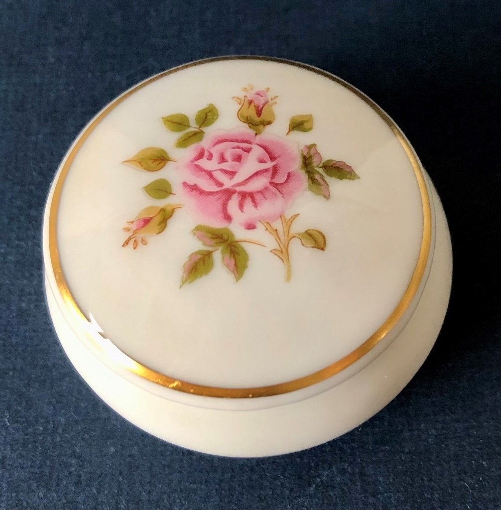 Vintage porseleinen pillendoosje met rozen - Limoges France, Antiek en Kunst, Ophalen of Verzenden