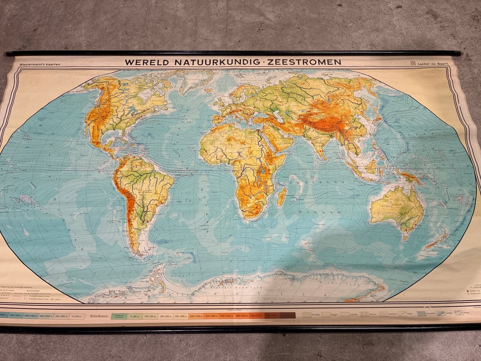 Vintage Westermann's Kaarten Wereldkaart Schoolplaat, Landkaart, 1800 tot 2000, Wereld, Ophalen