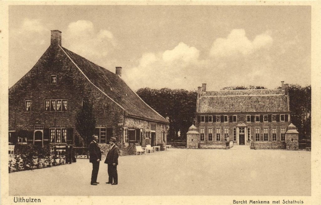 Uithuizen - Burcht Menkema met Schathuis - ongelopen, Ophalen of Verzenden, 1920 tot 1940, Ongelopen, Groningen