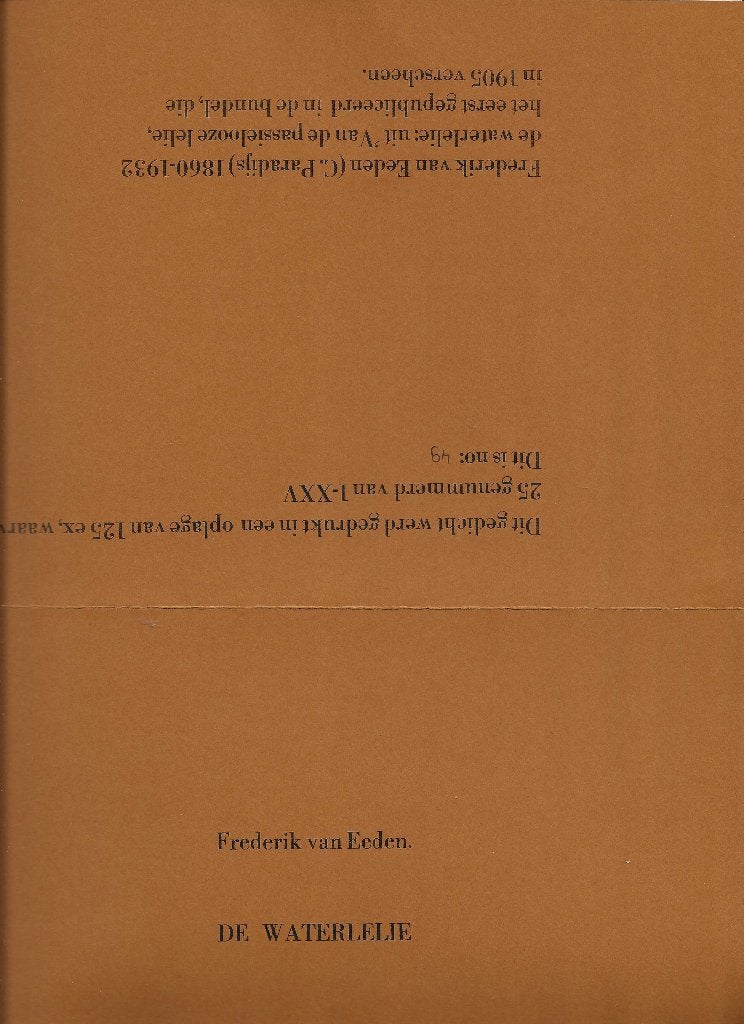 Rijmprent Frederik  van Eeden De Waterlelie 1982 no. 49/125, 1950 - 1999, Overige technieken, Ophalen of Verzenden, Met tekst