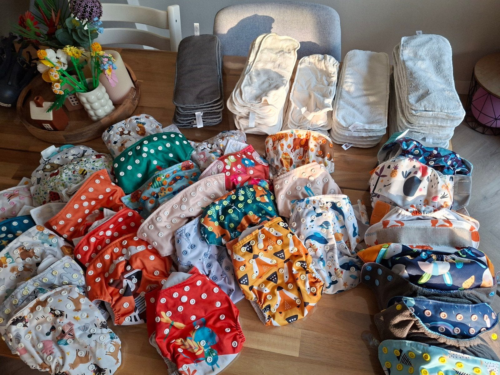 Grote set wasbare luiers met inleggers Happy Bear, Ophalen of Verzenden, Gebruikt, Happy bear, Jongetje of Meisje