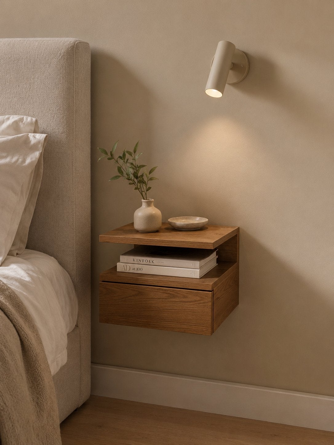 Nachtkastje Fonq - Houten Zwevend Nachtkastje met Lade, Huis en Inrichting, Slaapkamer | Nachtkastjes, Ophalen, Minder dan 45 cm
