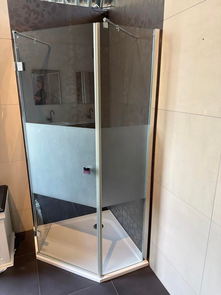 Douchecabine HSk douchebak wit 100x100 8mm veiligheidsglas, Ophalen, Nieuw, Glas, Douche
